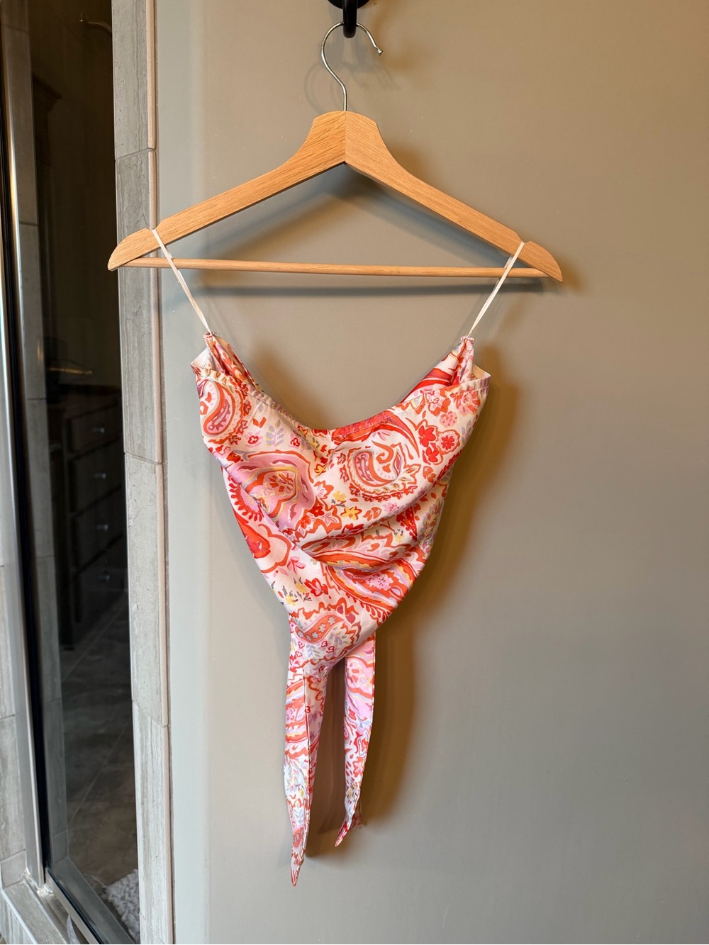 Cotton Candy LA Pink & Coral Paisley Scarf Top